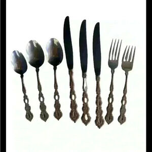 Oneida Community FANTASY Pierced Set 8 Pieces Stainless Dinner Ware EUC